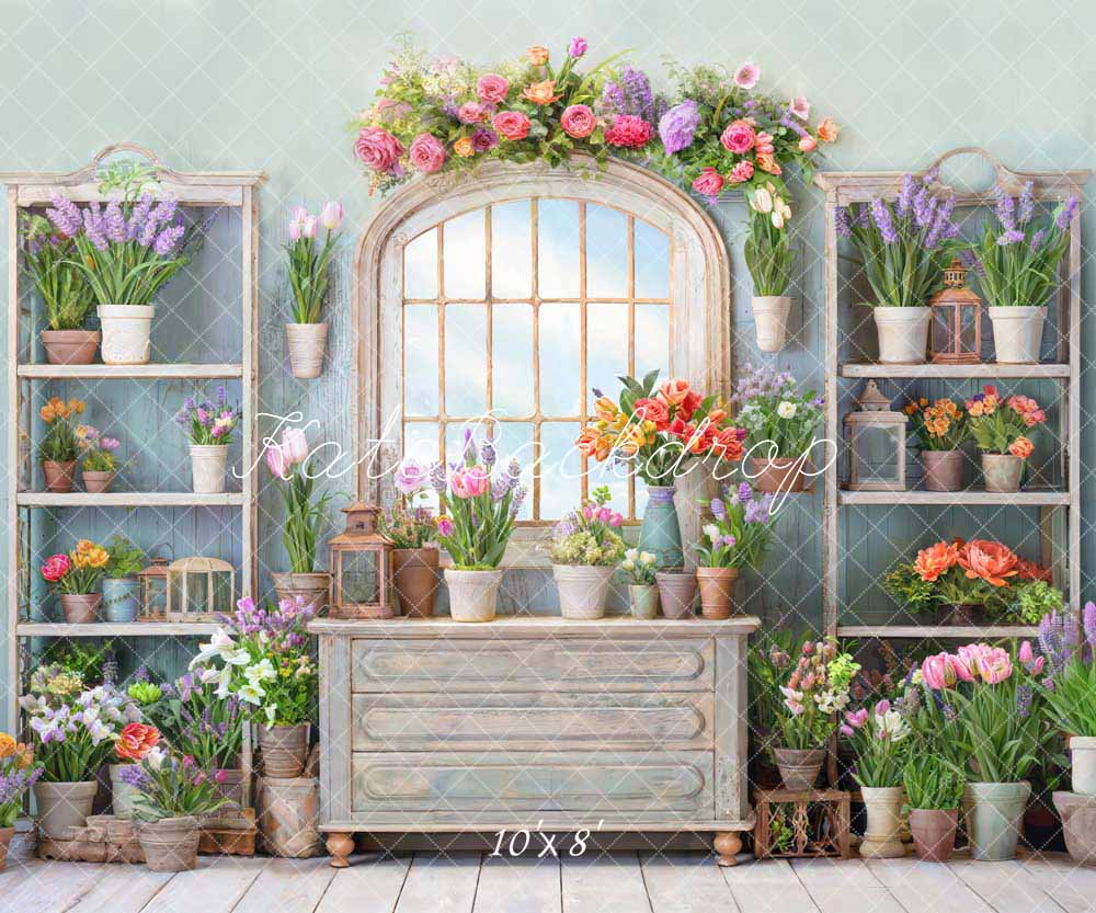 Kate Spring Flowers Potted Window Backdrop Designed by Chain Photography -UK