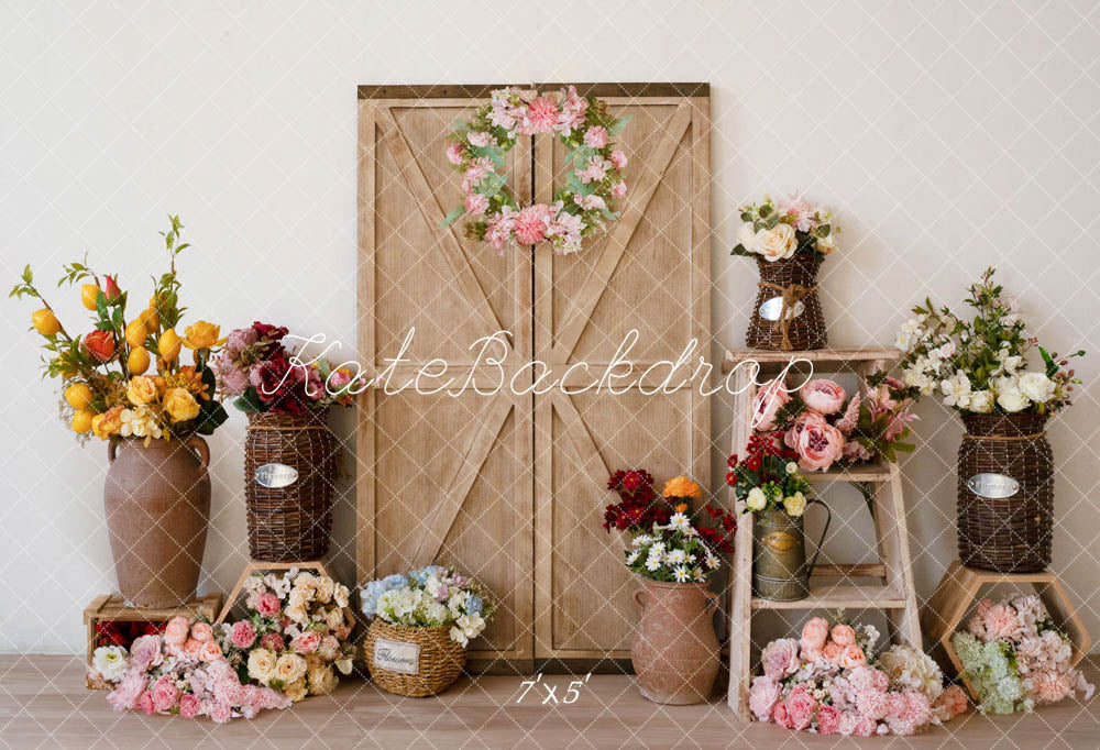 Kate Spring Flower Wooden Door Backdrop Designed by Emetselch -UK