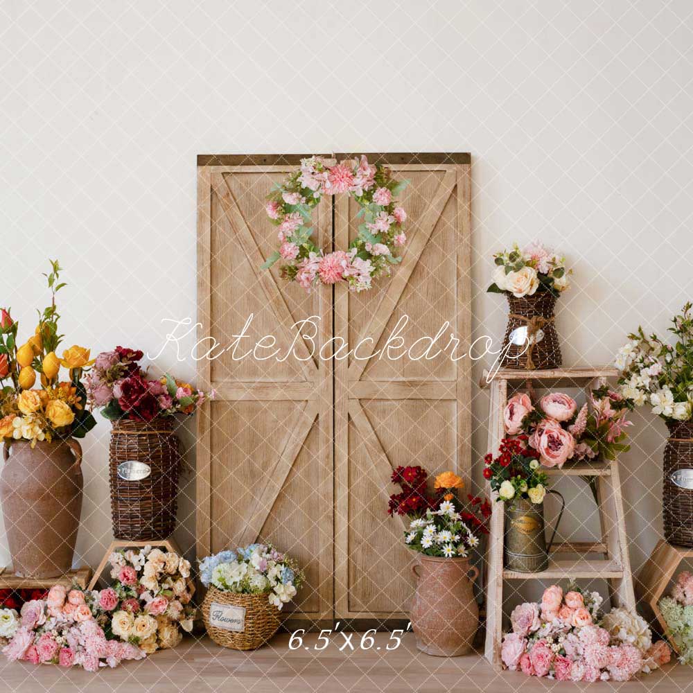 Kate Spring Flower Wooden Door Backdrop Designed by Emetselch -UK