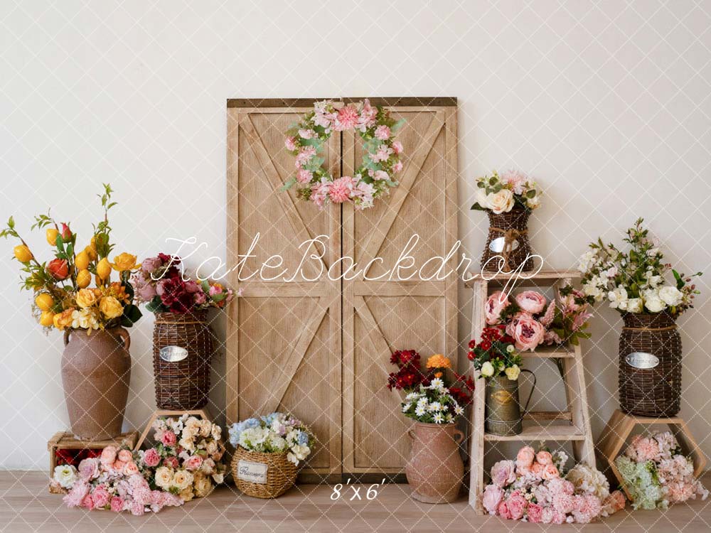 Kate Spring Flower Wooden Door Backdrop Designed by Emetselch -UK
