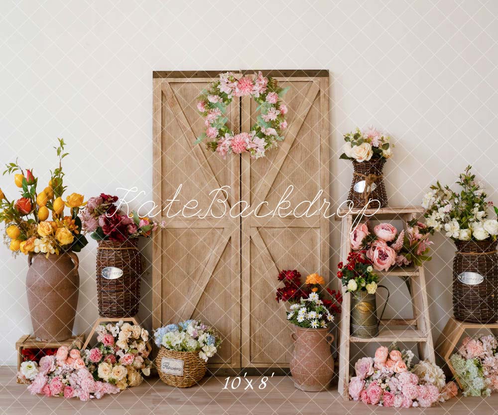 Kate Spring Flower Wooden Door Backdrop Designed by Emetselch -UK
