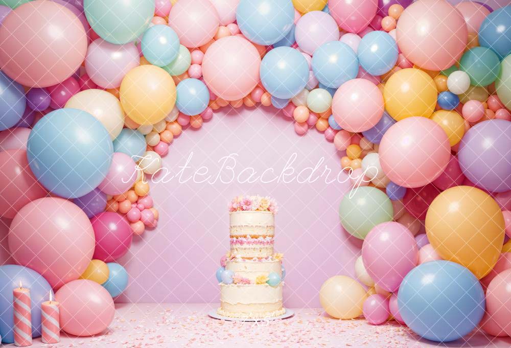Kate Birhtday Balloon Arch Wall Cake Backdrop Designed by Chain Photography -UK