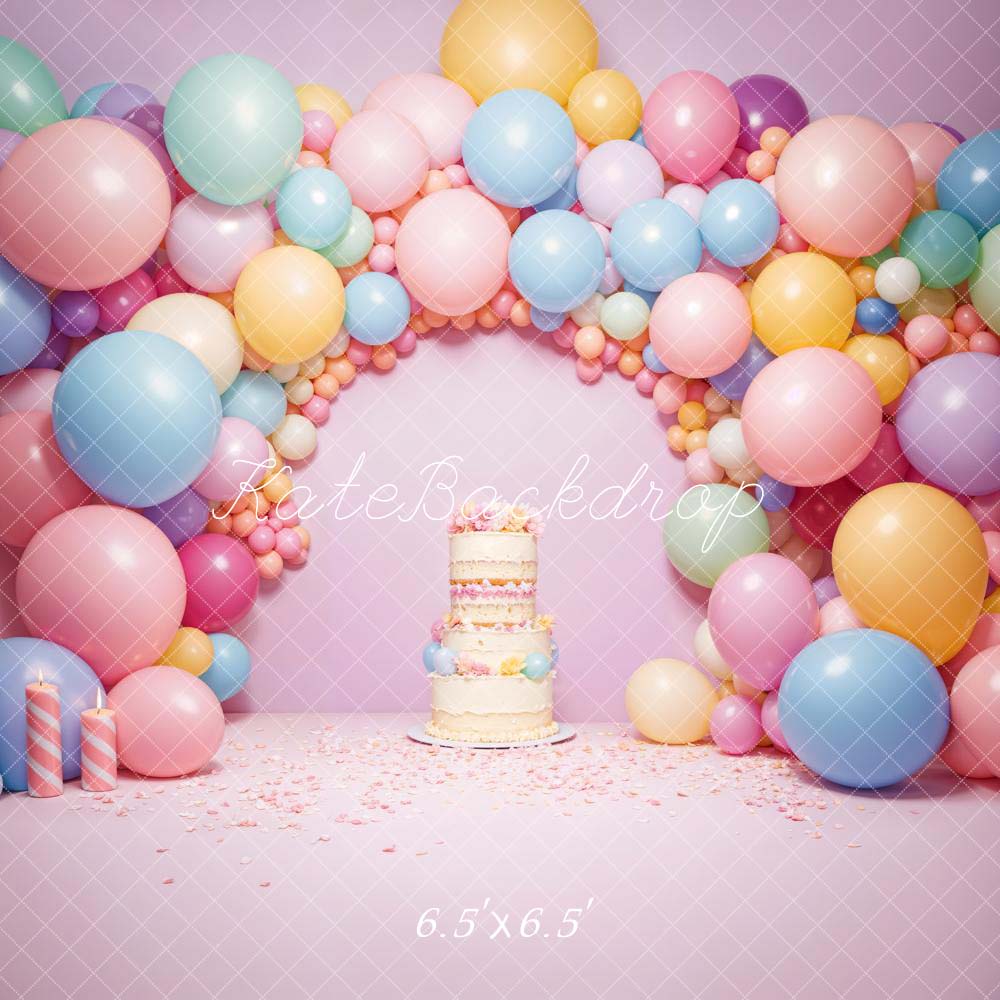 Kate Birhtday Balloon Arch Wall Cake Backdrop Designed by Chain Photography -UK
