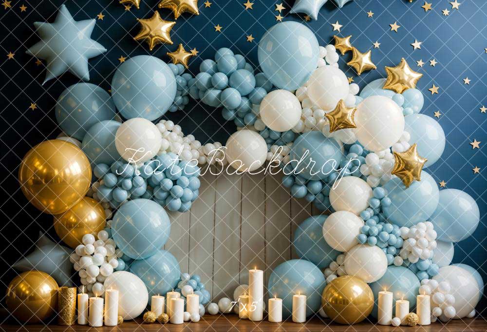 Kate Birthday Candle Blue Balloon Wall Backdrop Designed by Chain Photography -UK