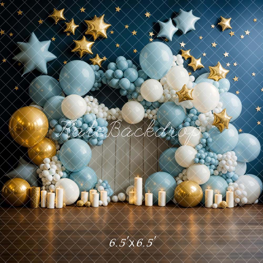 Kate Birthday Candle Blue Balloon Wall Backdrop Designed by Chain Photography -UK