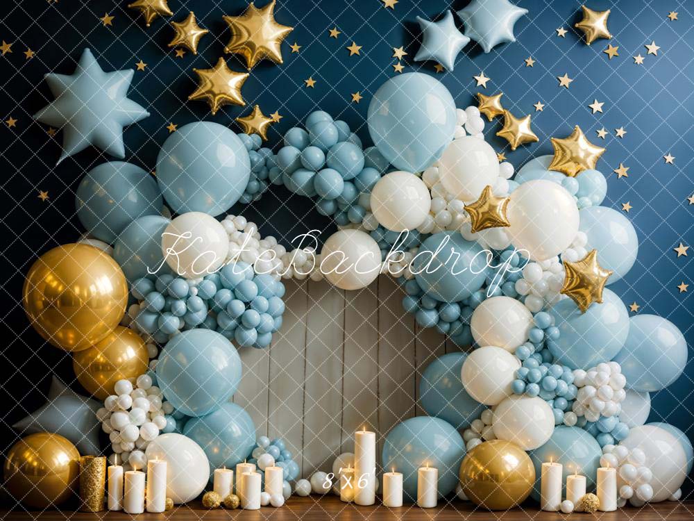 Kate Birthday Candle Blue Balloon Wall Backdrop Designed by Chain Photography -UK
