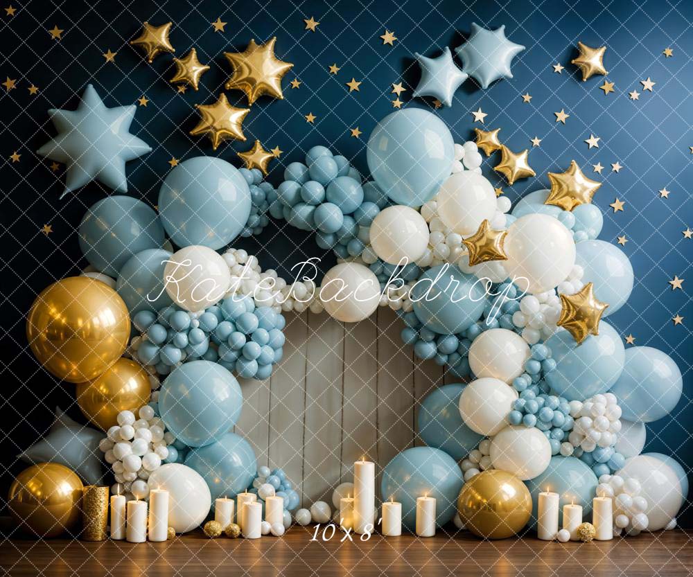 Kate Birthday Candle Blue Balloon Wall Backdrop Designed by Chain Photography -UK