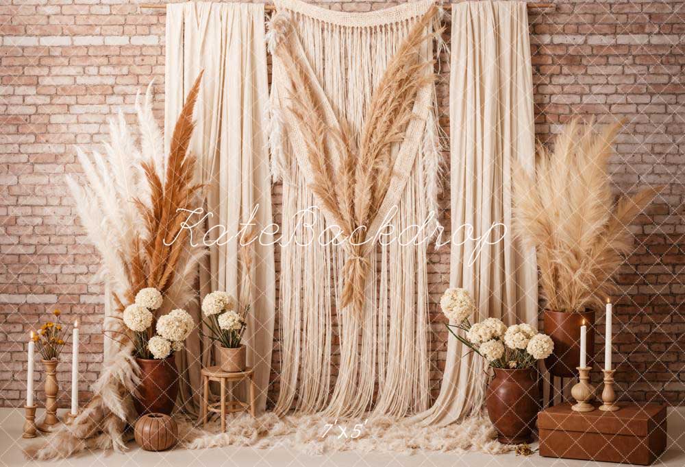 Kate Boho Candle Reed Curtains Brick Backdrop Designed by Chain Photography