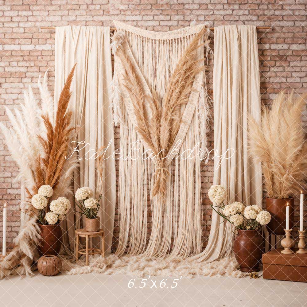 Kate Boho Candle Reed Curtains Brick Backdrop Designed by Chain Photography -UK