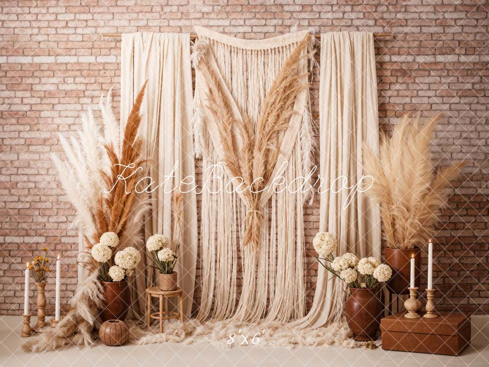 Kate Boho Candle Reed Curtains Brick Backdrop Designed by Chain Photography -UK