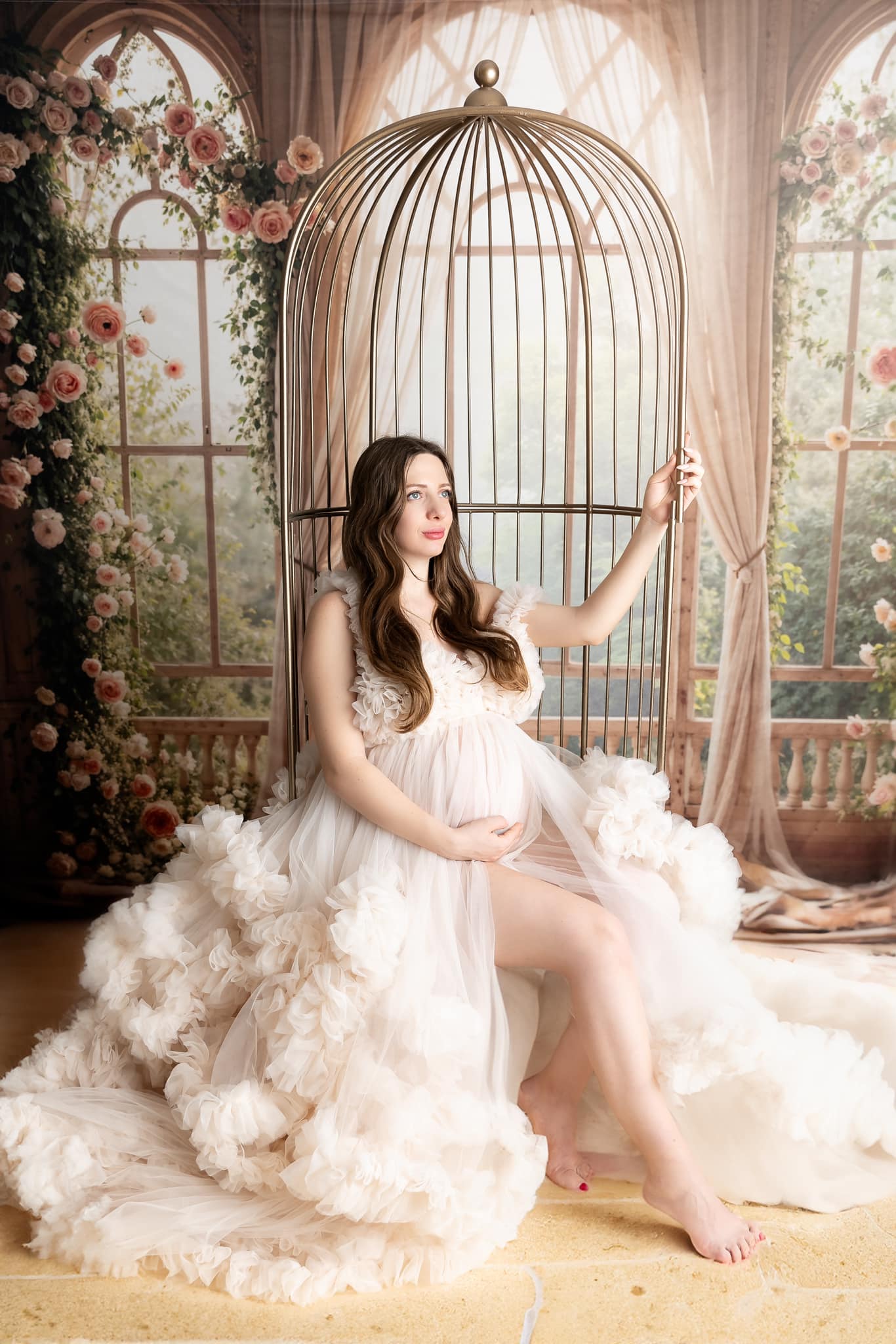 Kate Spring Pink Flowers Window Room Wedding Backdrop Designed by Emetselch -UK