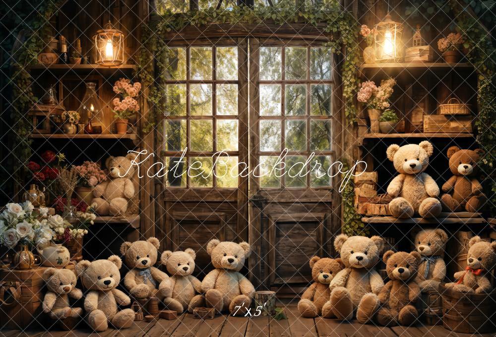 Kate Spring Bear Lantern Cabin Backdrop Designed by Emetselch -UK