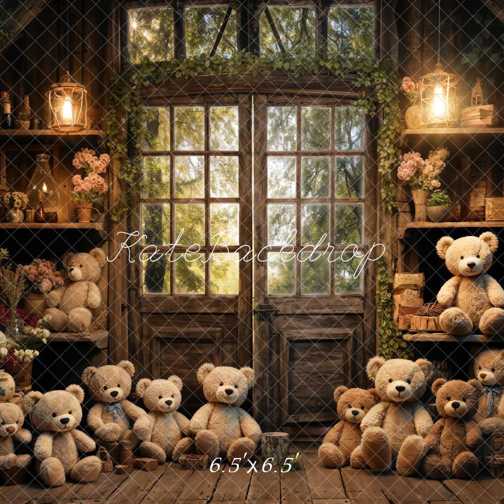 Kate Spring Bear Lantern Cabin Backdrop Designed by Emetselch -UK