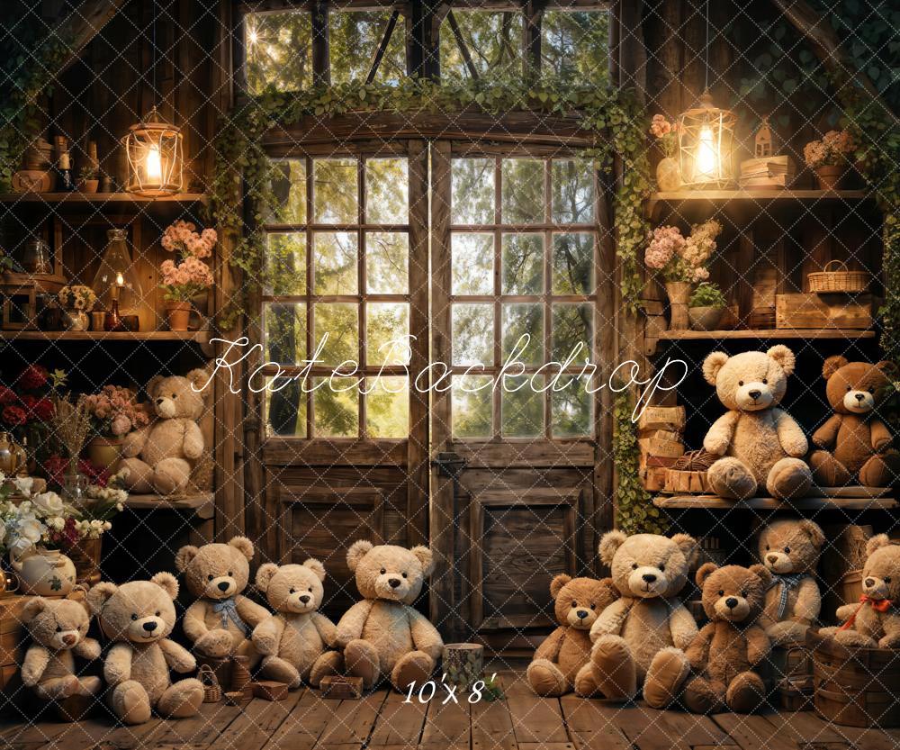 Kate Spring Bear Lantern Cabin Backdrop Designed by Emetselch -UK