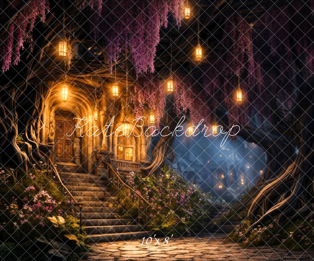 Kate Spring Night Forest Cabin Backdrop Designed by Chain Photography -UK