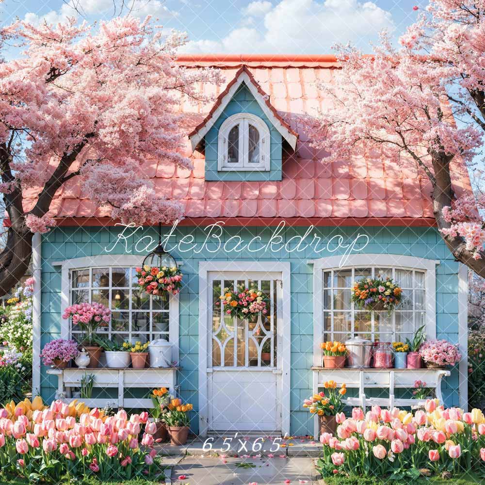 Kate Spring Pink Flowers Tree House Backdrop Designed by Emetselch -UK
