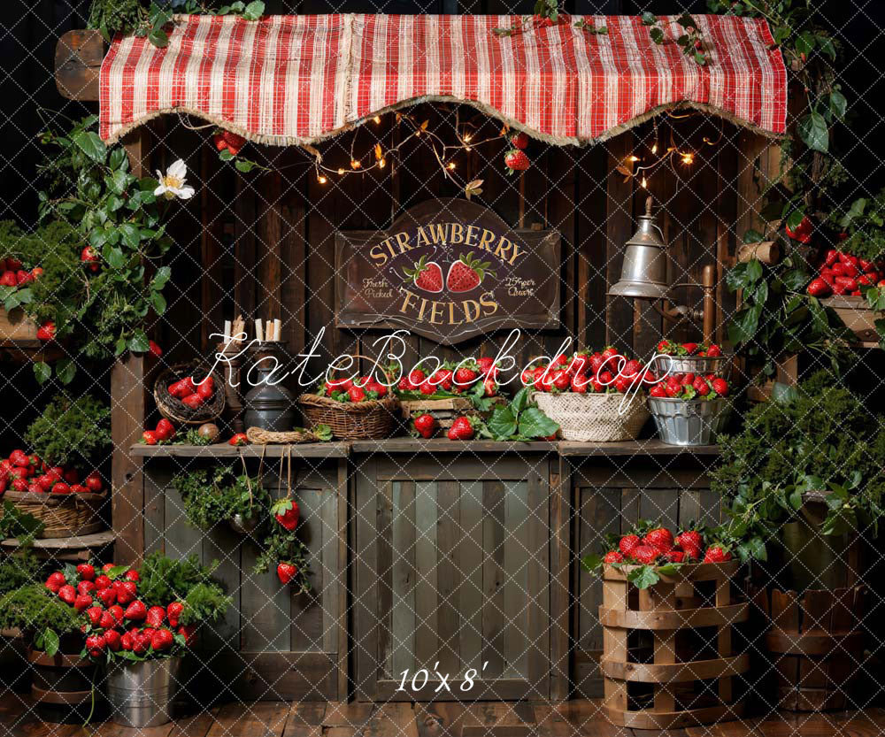 Kate Spring Plant Strawberry Field Backdrop Designed by Emetselch -UK