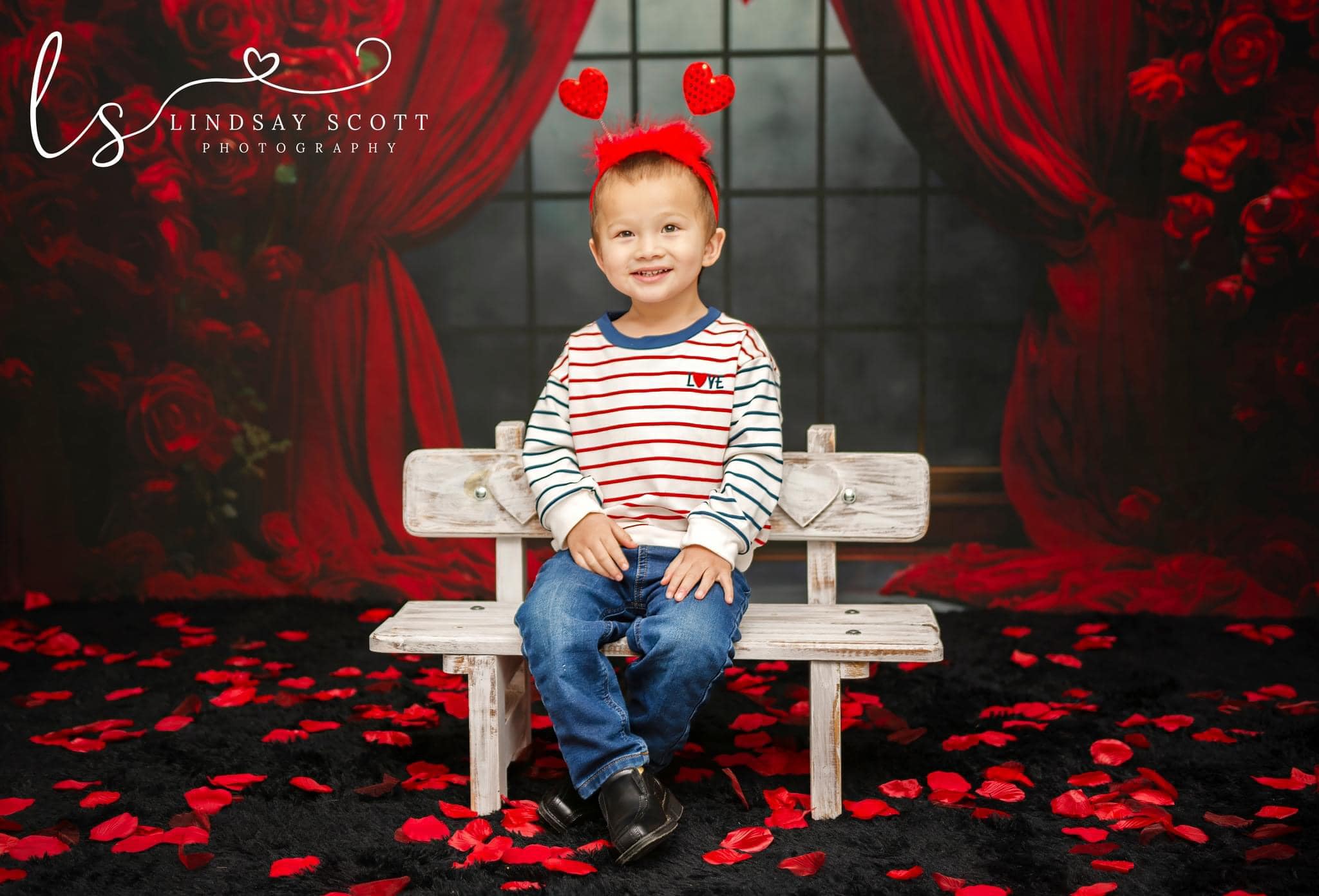 Kate Valentine's Day Rose Curtains Fleece Backdrop Designed by Mini MakeBelieve -UK