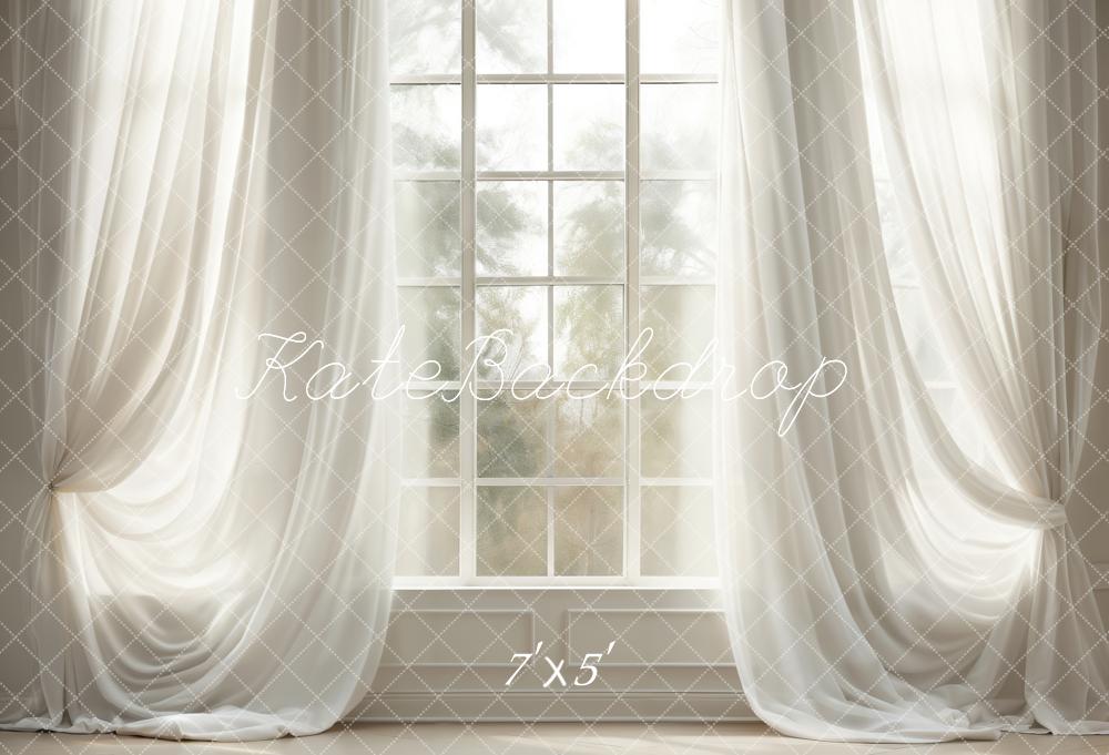 Kate White Curtains Windows Room Backdrop Designed by Chain Photography