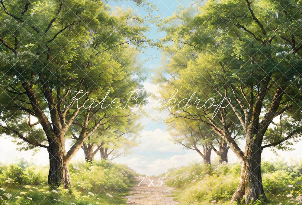 Kate Spring Green Trees Grass Path Backdrop Designed by Chain Photography -UK