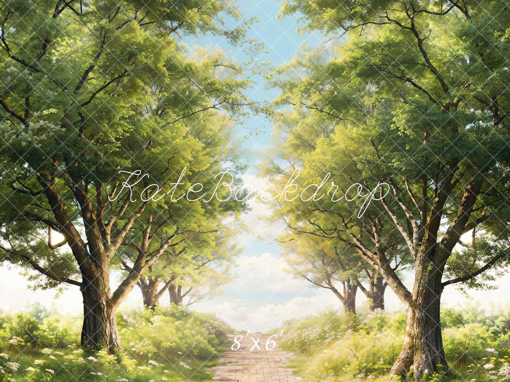 Kate Spring Green Trees Grass Path Backdrop Designed by Chain Photography -UK