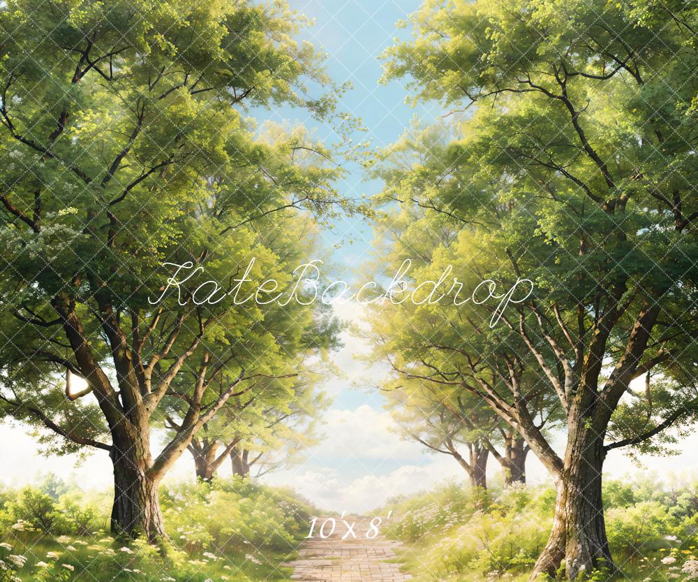 Kate Spring Green Trees Grass Path Backdrop Designed by Chain Photography -UK