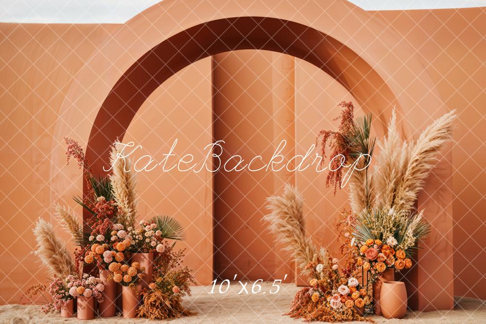 Kate Boho Flowers Orange Arch Backdrop Designed by Emetselch -UK