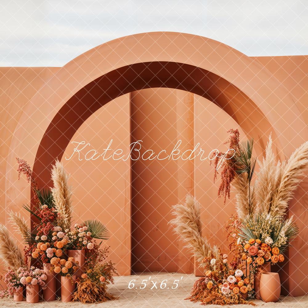 Kate Boho Flowers Orange Arch Backdrop Designed by Emetselch -UK