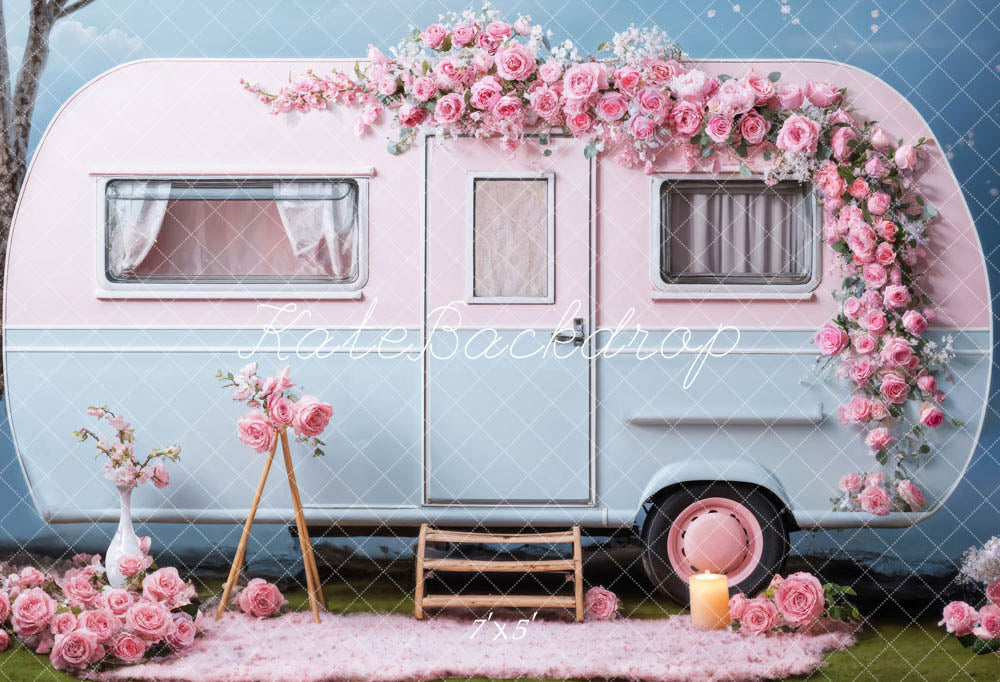 Kate Valentine's Day Pink Flowers RV Backdrop Designed by Chain Photography -UK