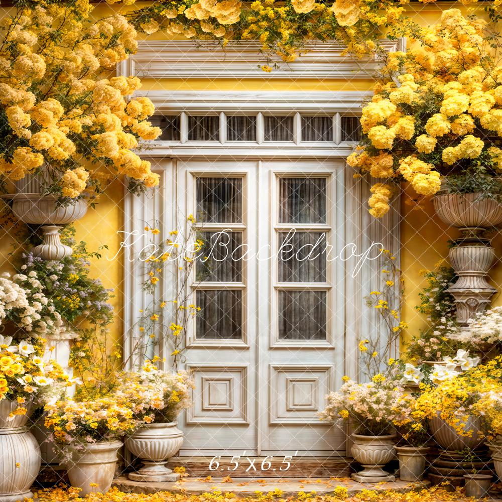 Kate Spring Yellow Flowers Door Backdrop Designed by Emetselch