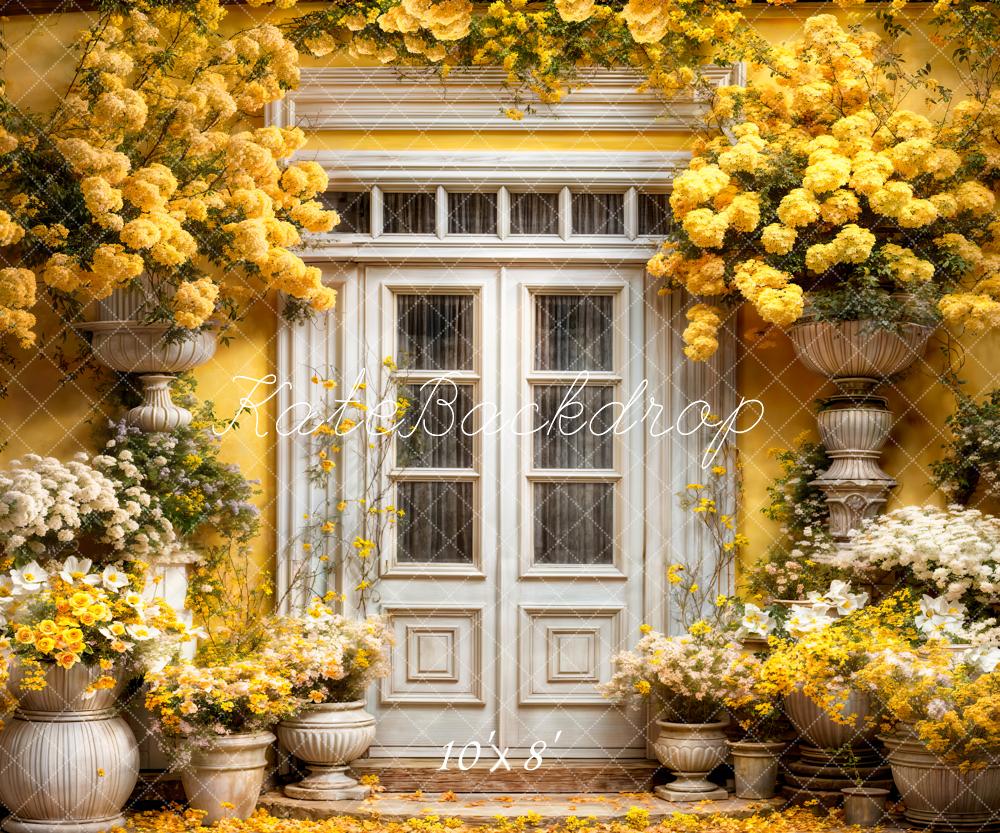 Kate Spring Yellow Flowers Door Backdrop Designed by Emetselch