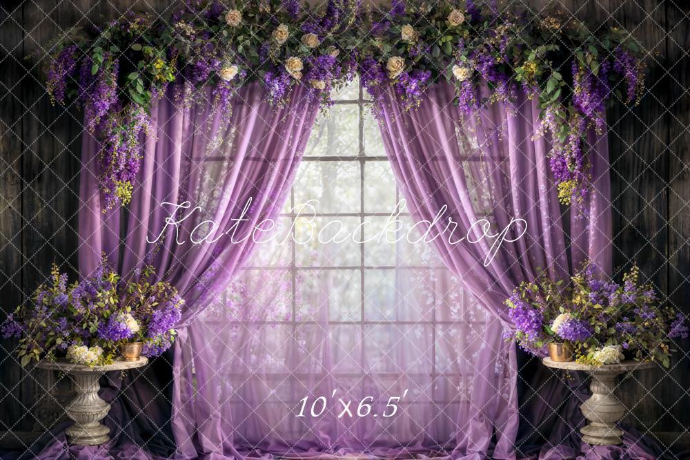 Kate Spring Purple Curtains Flowers Backdrop Designed by Chain Photography -UK