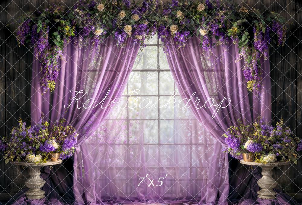 Kate Spring Purple Curtains Flowers Backdrop Designed by Chain Photography -UK
