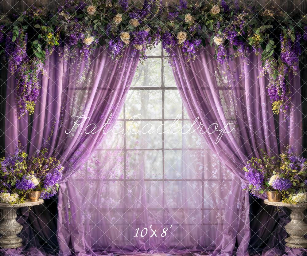 Kate Spring Purple Curtains Flowers Backdrop Designed by Chain Photography -UK