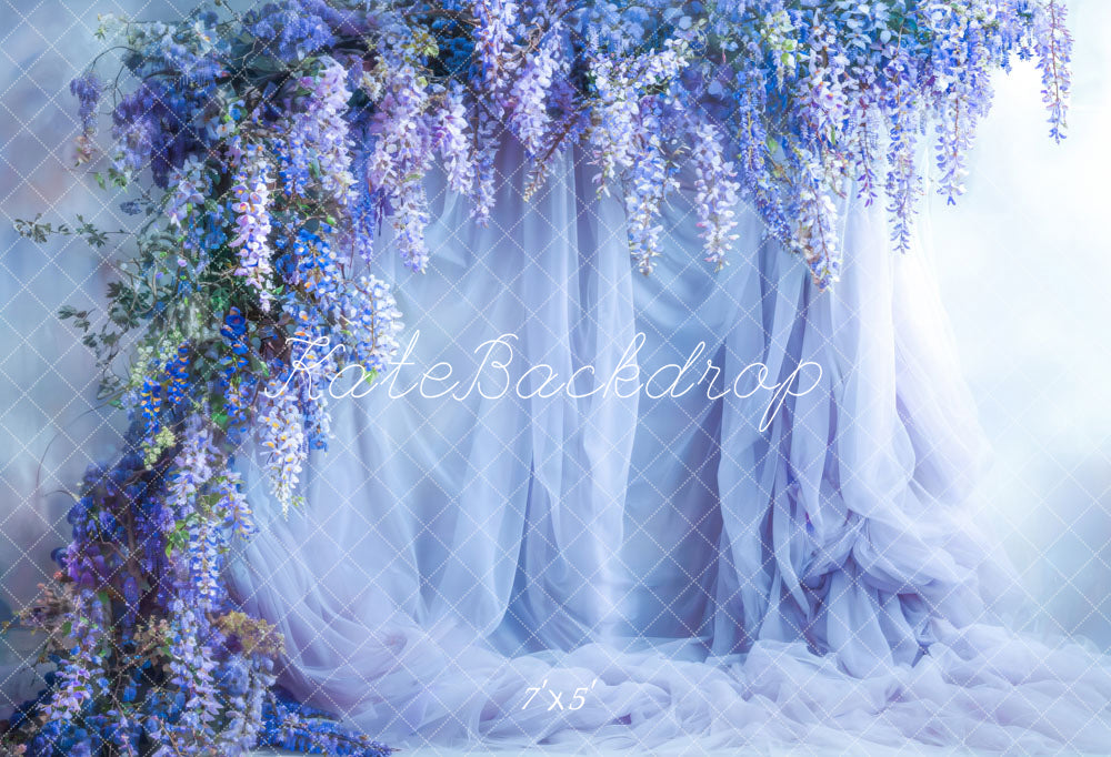 Kate Spring Blue Flowers Curtain Backdrop Designed by Emetselch -UK