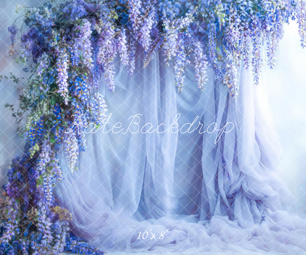 Kate Spring Blue Flowers Curtain Backdrop Designed by Emetselch -UK