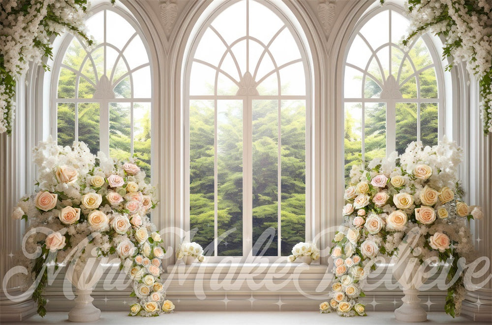 Kate White Floral Window Spring Backdrop Designed by Mini MakeBelieve -UK