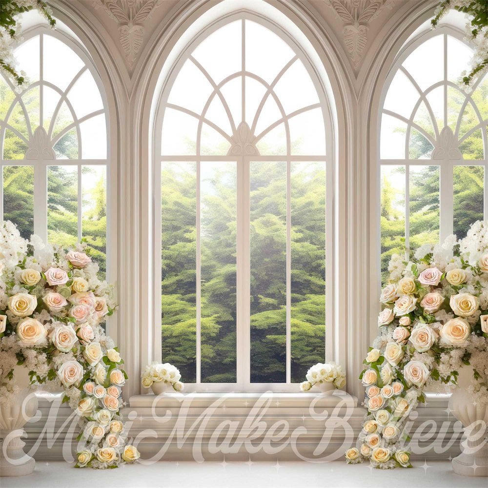 Kate White Floral Window Spring Backdrop Designed by Mini MakeBelieve -UK