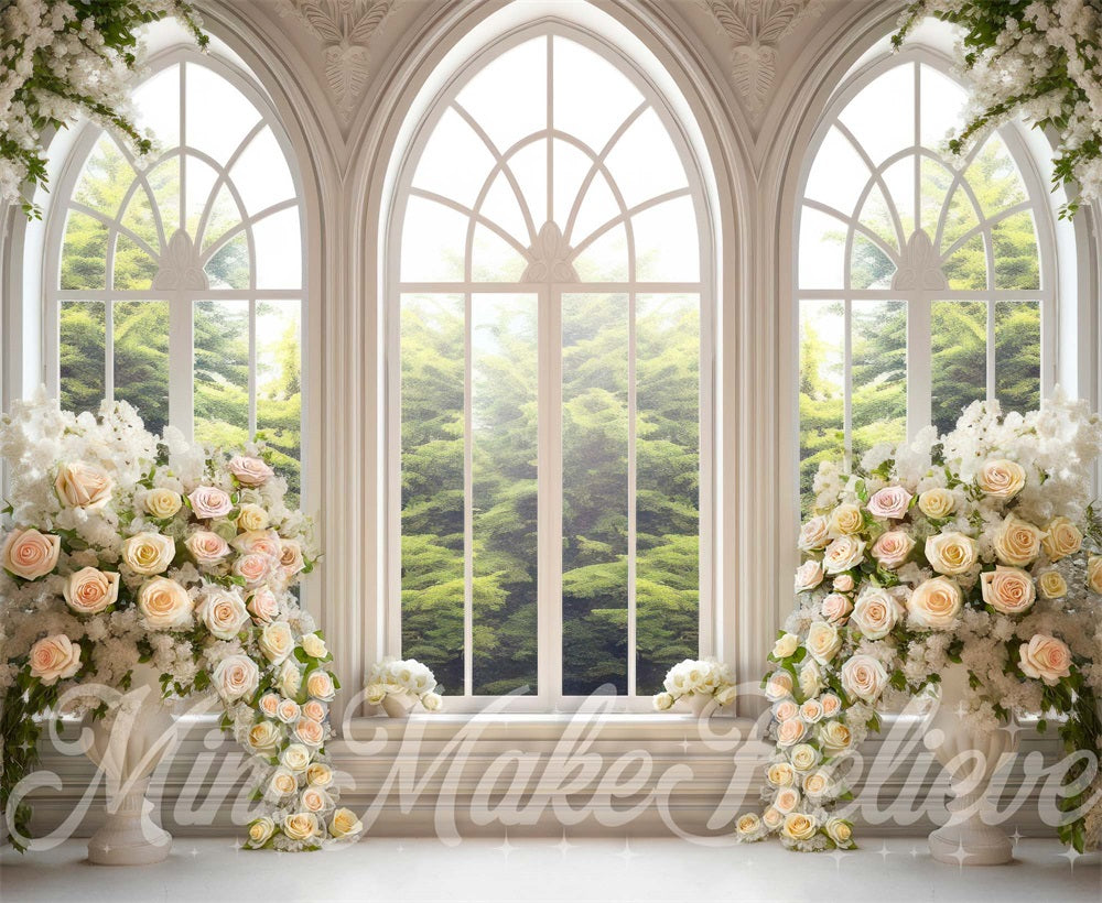 Kate White Floral Window Spring Backdrop Designed by Mini MakeBelieve -UK