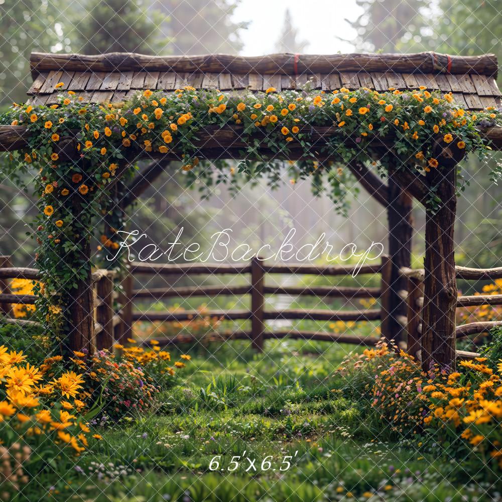 Kate Spring Flowers Fence Backdrop Designed by Chain Photography