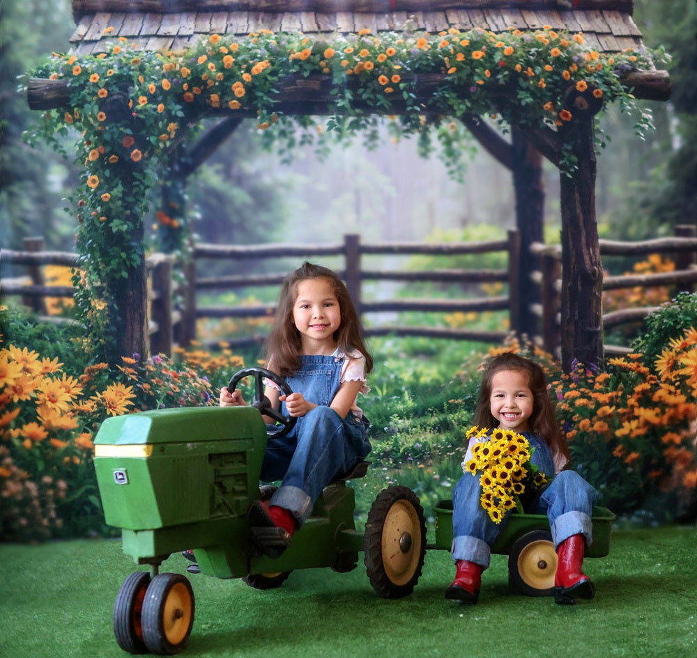 Kate Spring Flowers Fence Backdrop Designed by Chain Photography