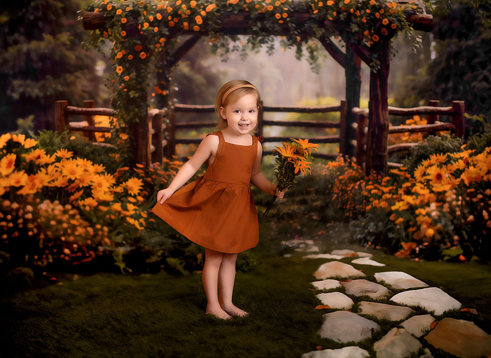 Kate Spring Flowers Fence Backdrop Designed by Chain Photography -UK