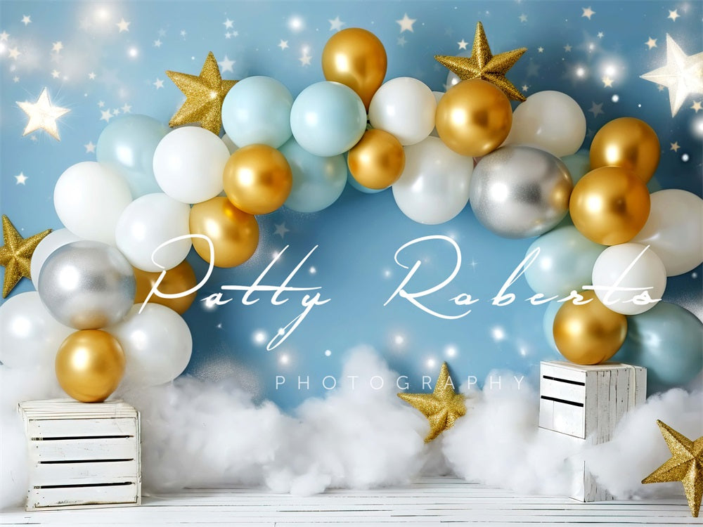 Kate Cake Smash Stars Balloons Backdrop Designed by Patty Robert -UK