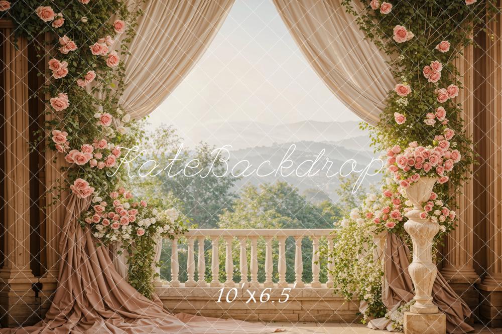 Kate Spring Flowers Curtain Balcony Backdrop Designed by Emetselch -UK