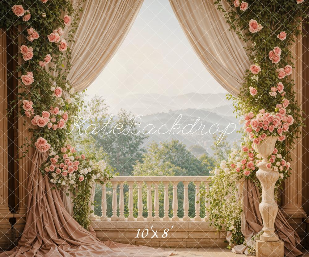 Kate Spring Flowers Curtain Balcony Backdrop Designed by Emetselch -UK