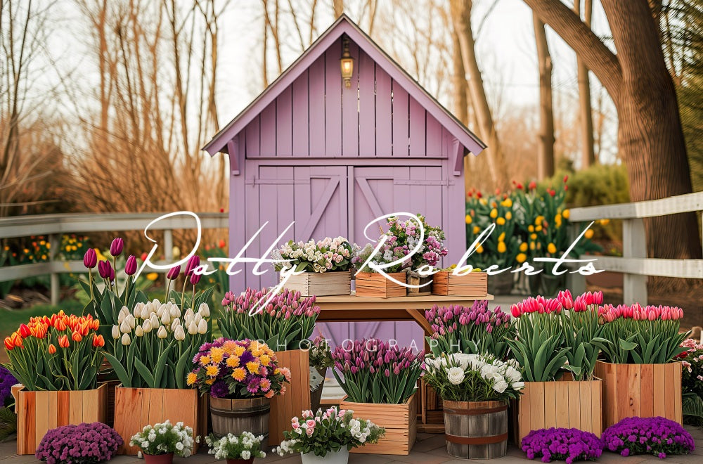 Kate Spring Greenhouse with Tulips Backdrop Designed by Patty Robert -UK