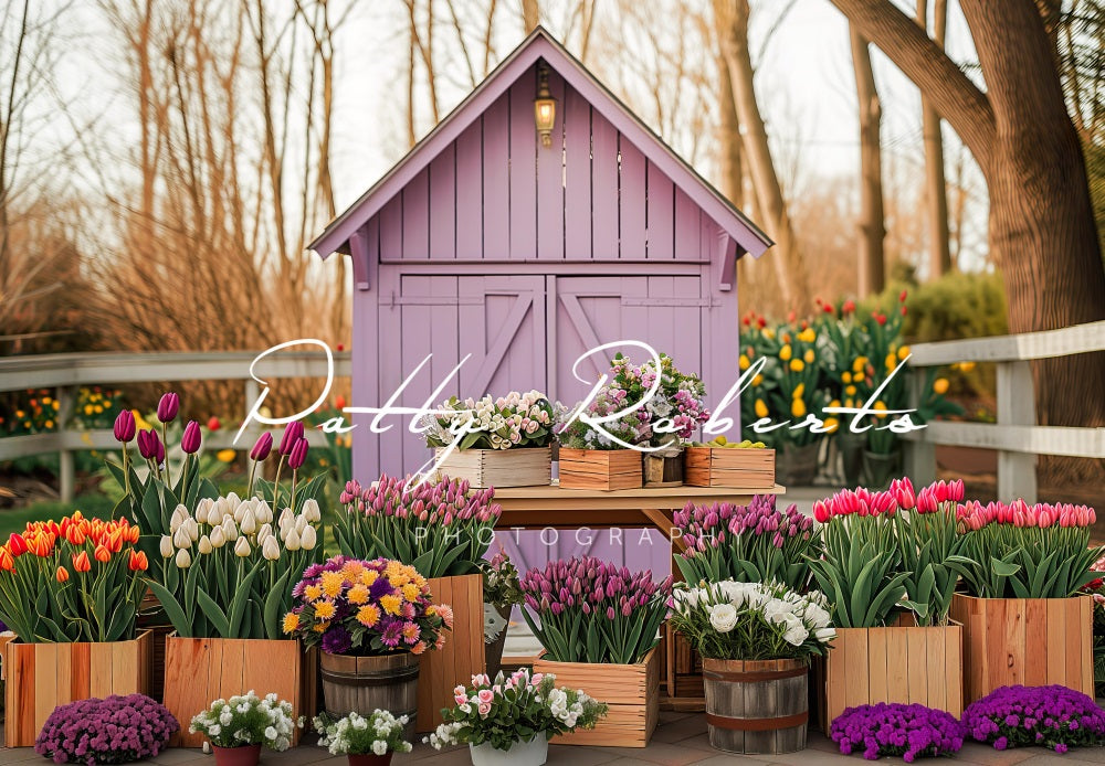 Kate Spring Greenhouse with Tulips Backdrop Designed by Patty Robert -UK