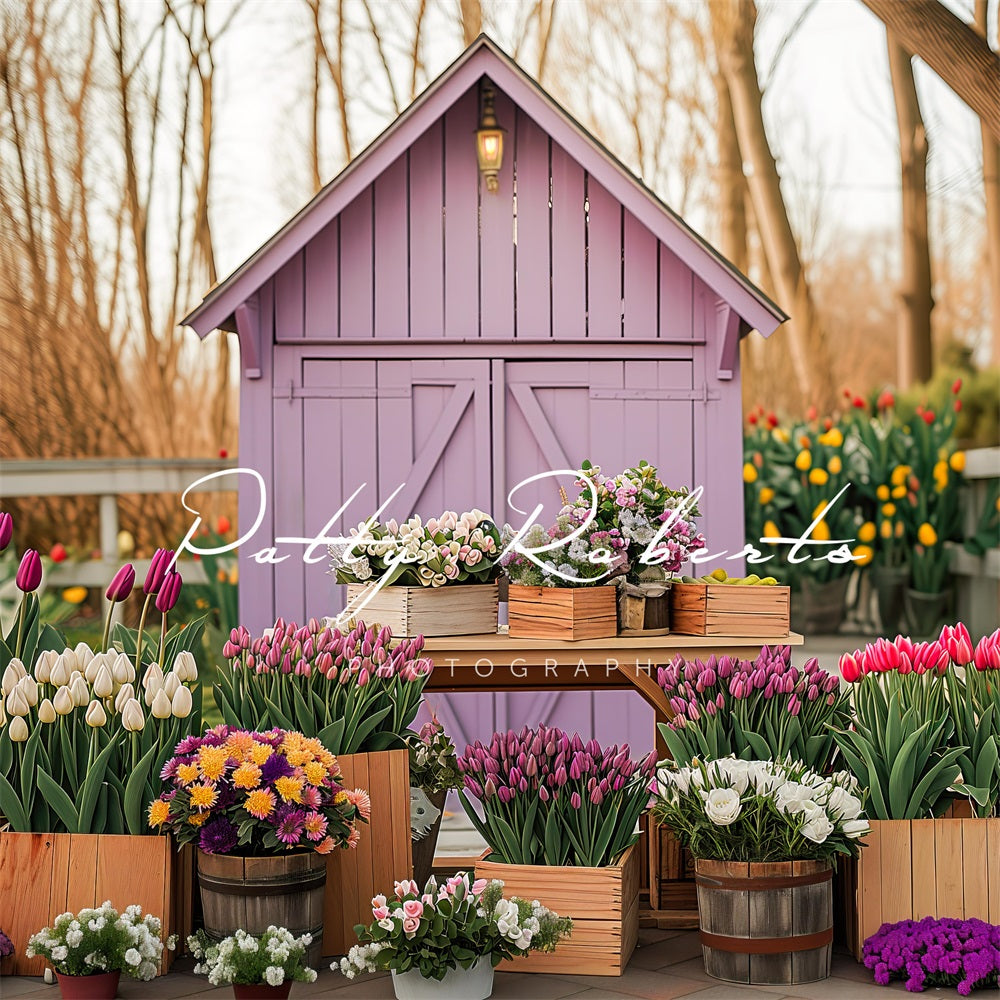 Kate Spring Greenhouse with Tulips Backdrop Designed by Patty Robert -UK