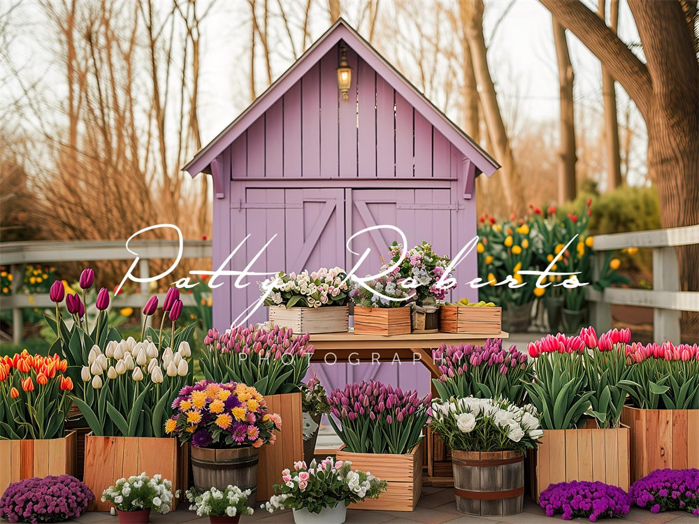 Kate Spring Greenhouse with Tulips Backdrop Designed by Patty Robert -UK