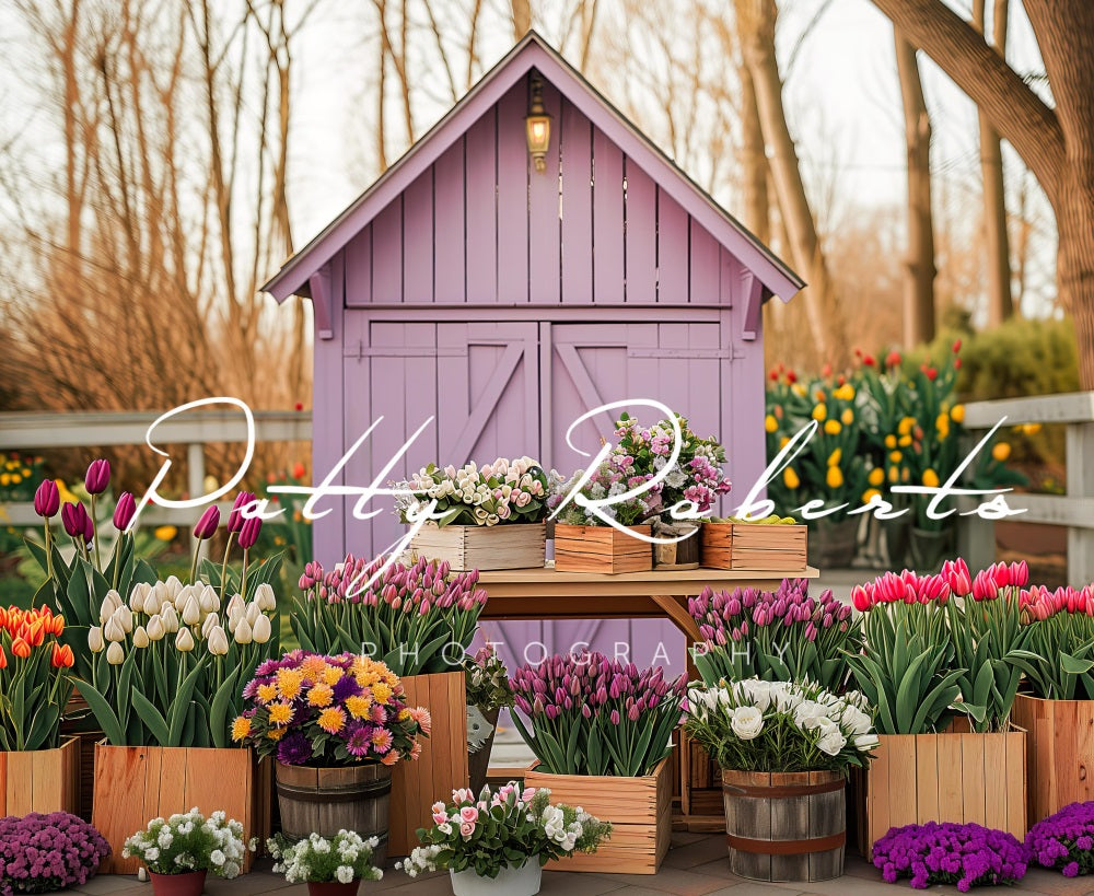 Kate Spring Greenhouse with Tulips Backdrop Designed by Patty Robert -UK